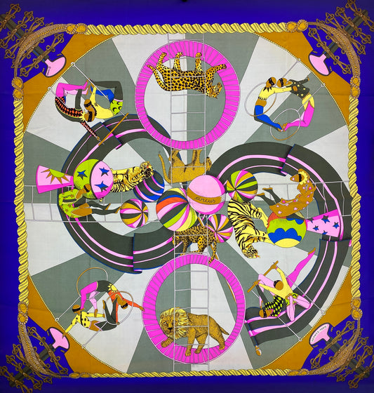 Hermes Circus Cats Silk Scarf