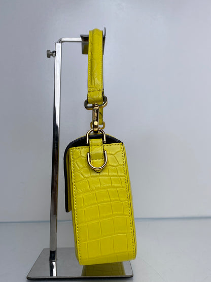 Fendi Yellow Croc Baguette Bag GHW