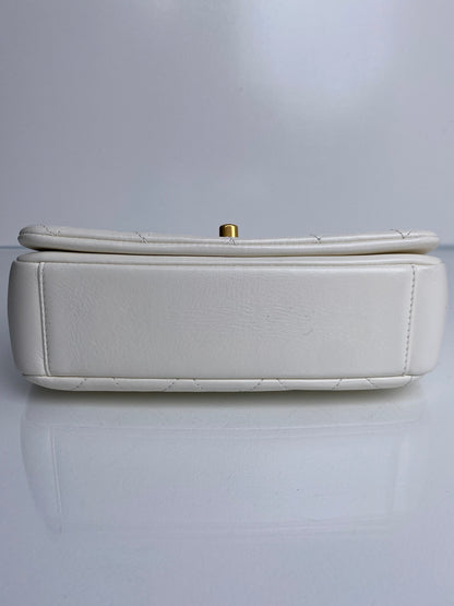 Chanel Looping Chain White Lambskin Bag GHW