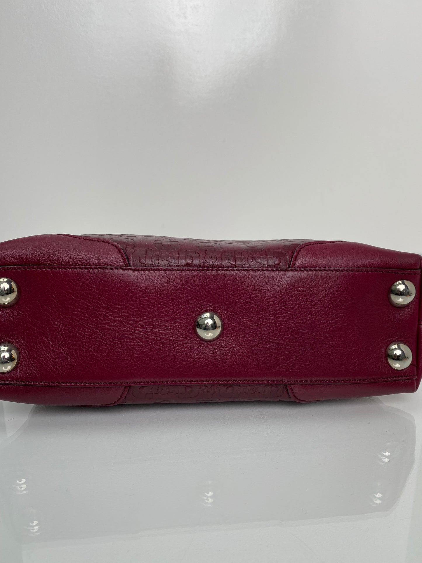 Gucci Burgundy Embossed Horsebit Bag SHW