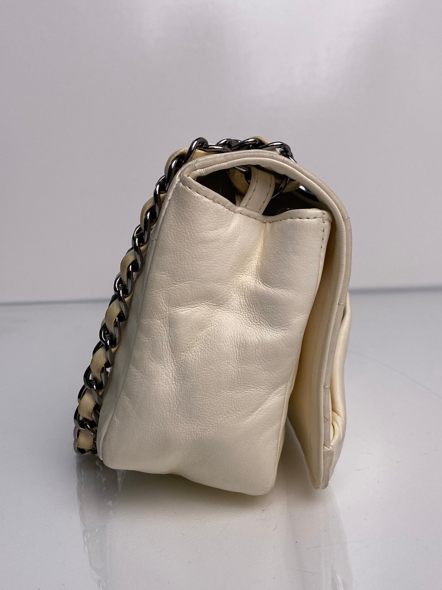 Chanel White Square Stitched Coin Pouch Bag