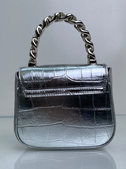 Versace Silver La Medusa Embossed Mini Top Handle Bag SHW