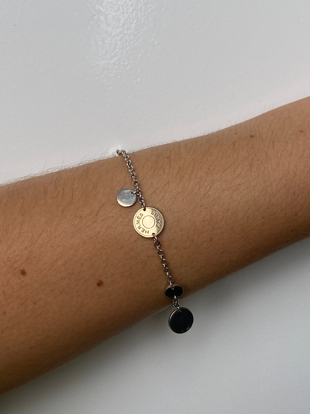 Hermes Ex-Libre Coin Rose Gold & Silver Bracelet