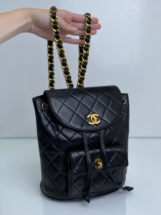Chanel Vintage Black Duma Lambskin Backpack #29