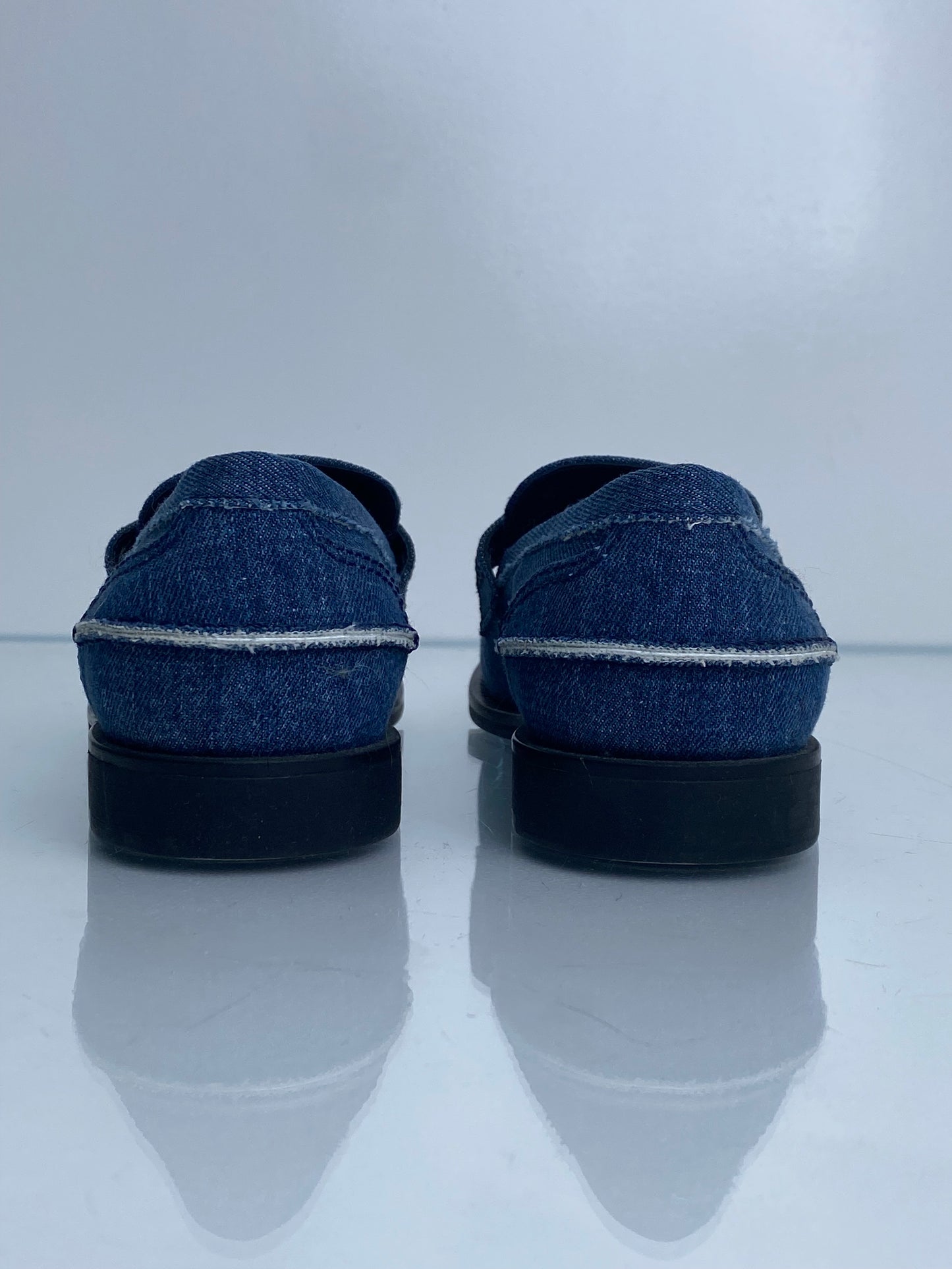 Miu Miu Denim Penny Loafers, 38.5