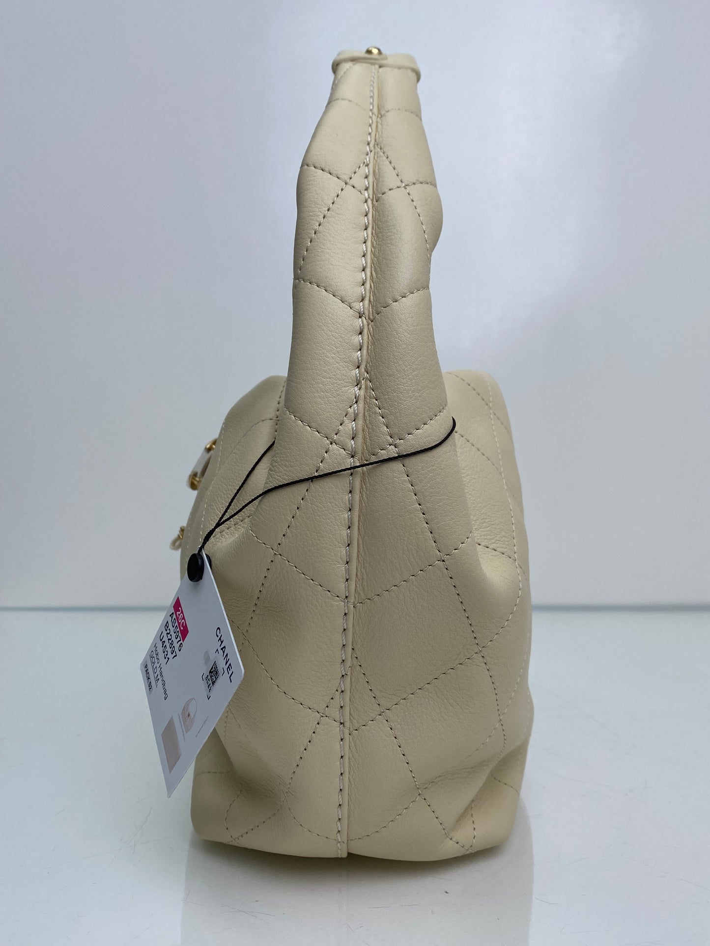 Chanel 26C Light Beige Quilted Hobo Bag GHW