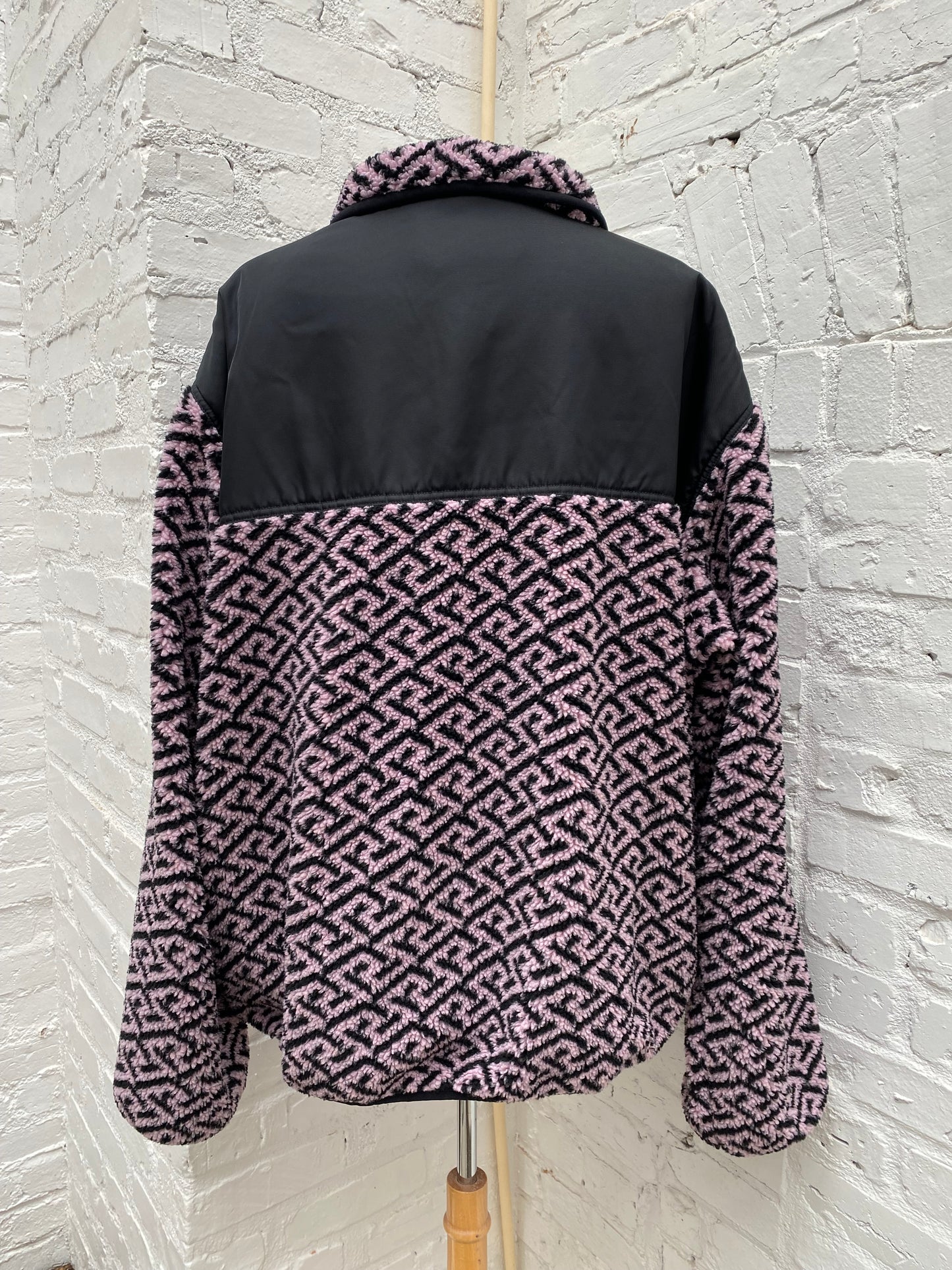 Versace Pink & Black Sherpa Pullover, 58