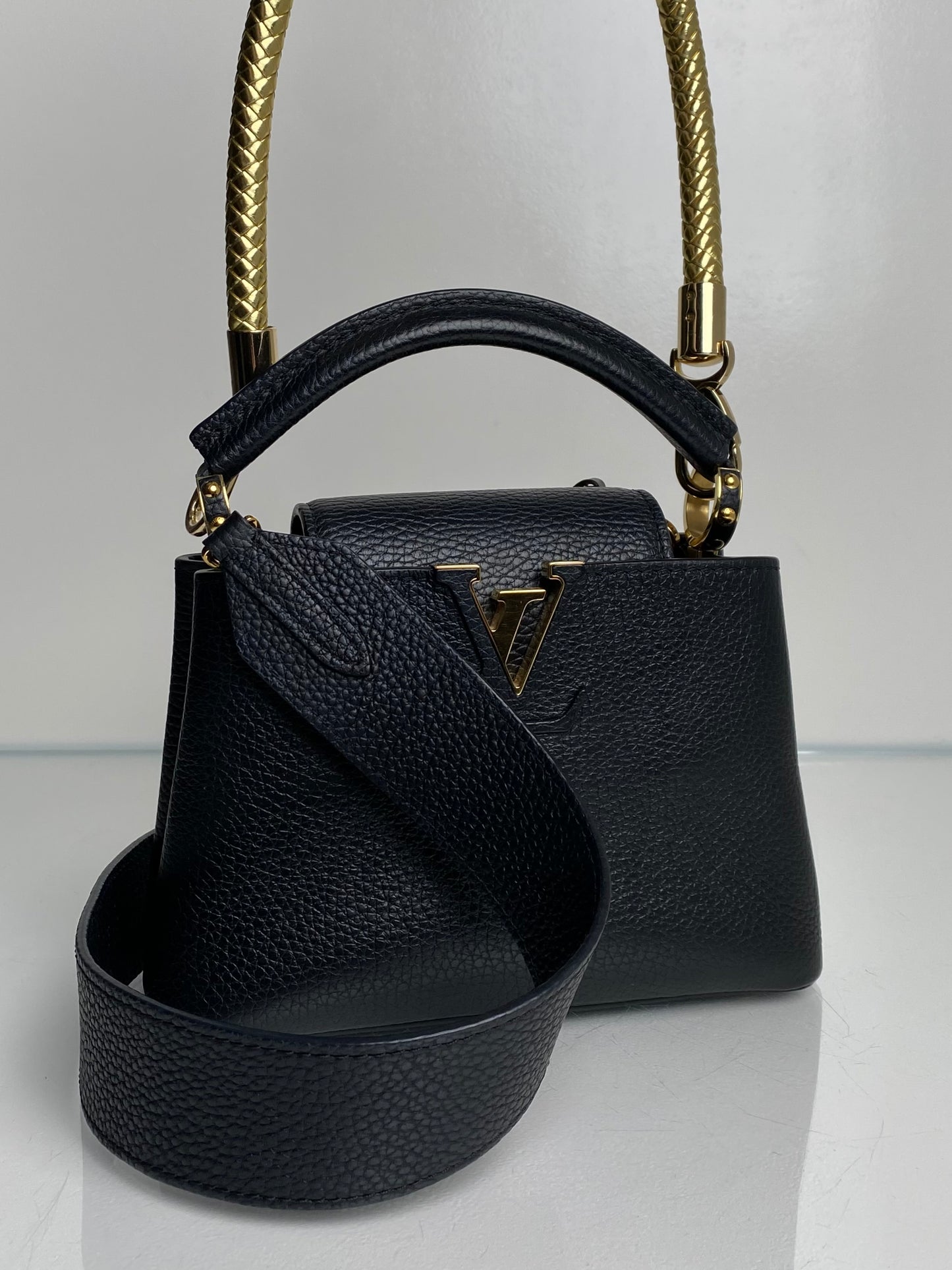 Louis Vuitton Black Mini Capucine Bag GHW