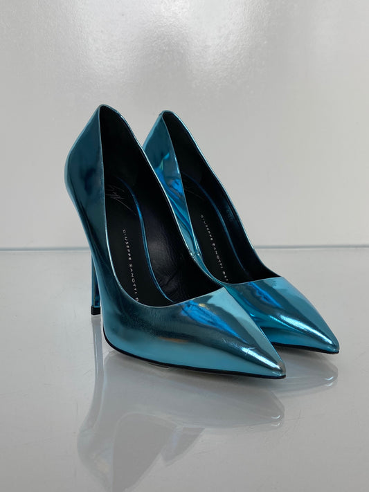 Giuseppe Zanotti Metallic Blue Pumps, 36