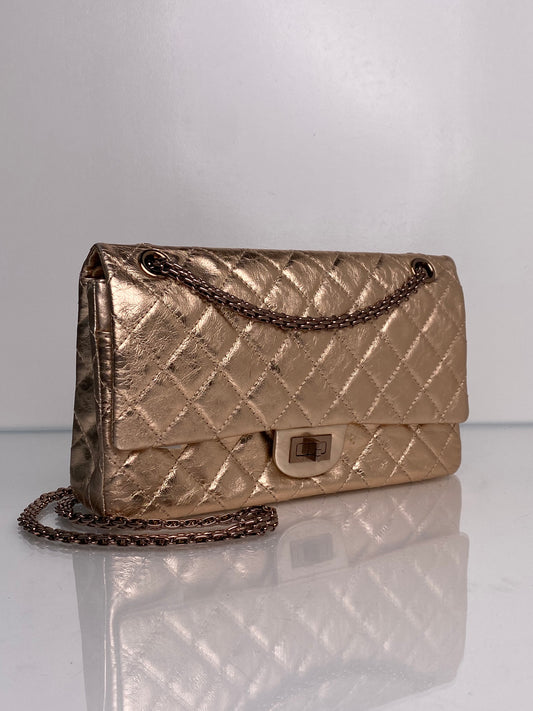 Chanel Classic Reissue 226 Gold Metallic Calfskin GHW