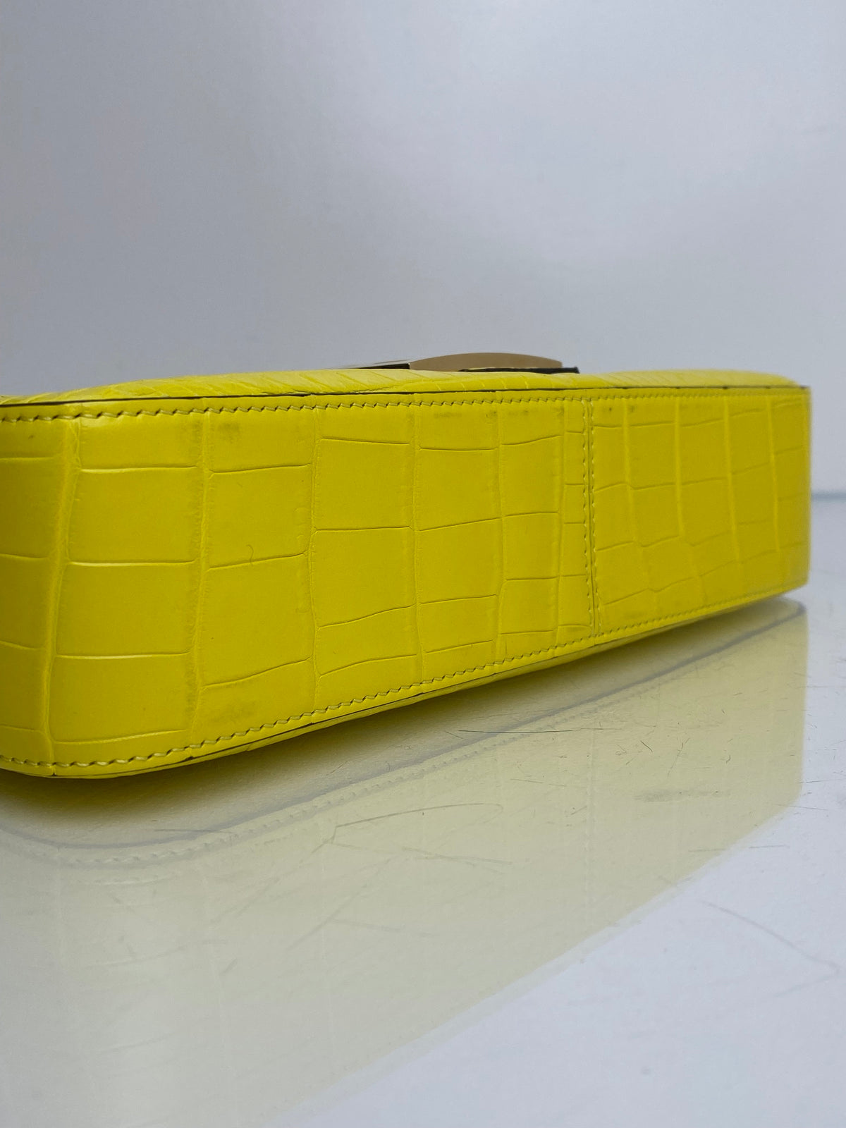 Fendi Yellow Croc Baguette Bag GHW