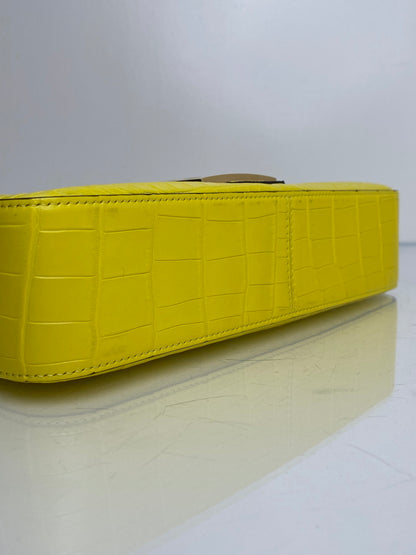 Fendi Yellow Croc Baguette Bag GHW