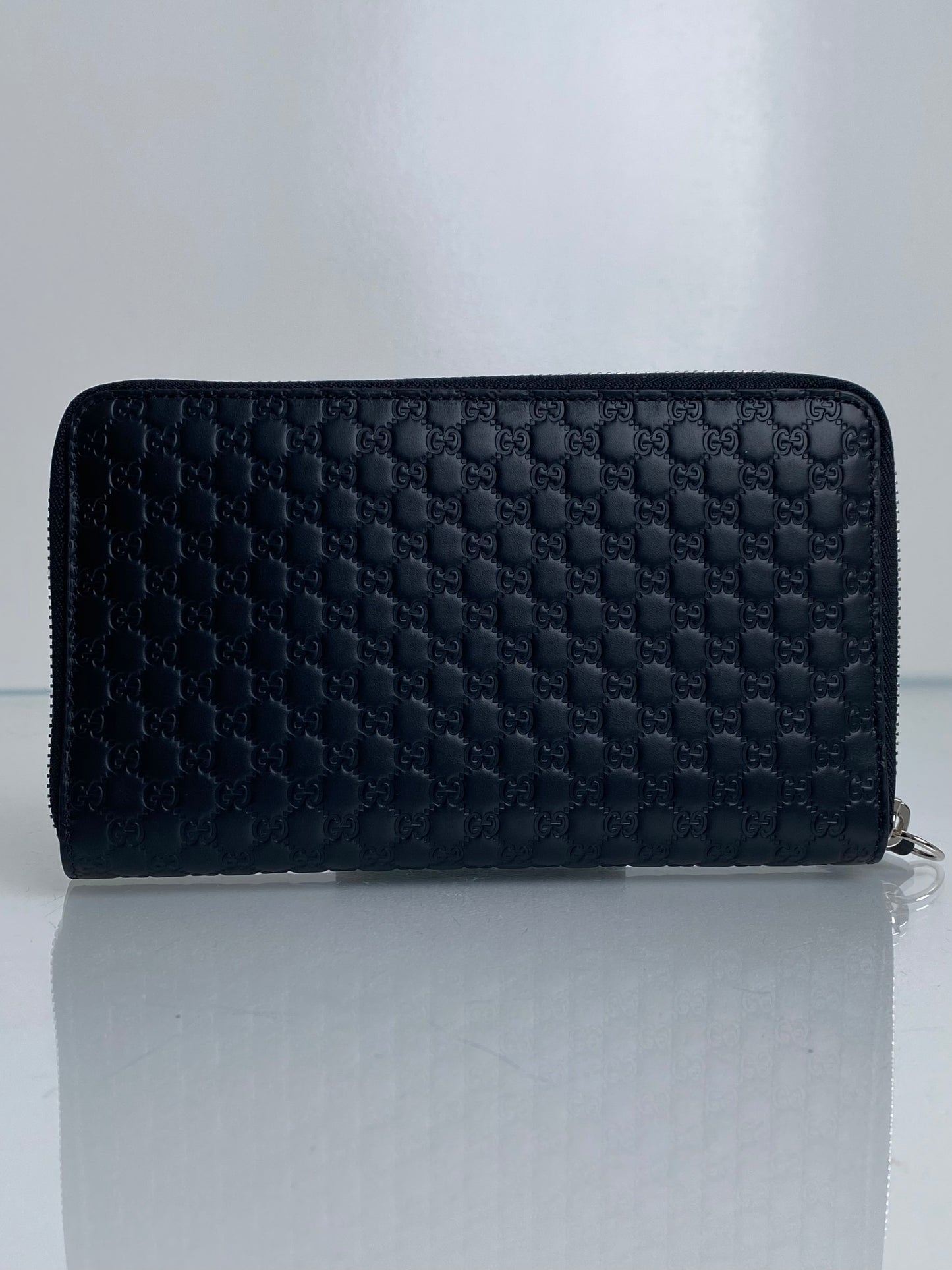 Gucci Black Microguccisma Zip Wallet SHW