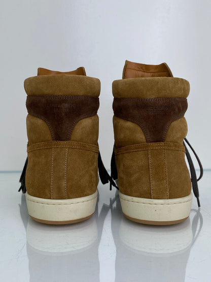Saint Laurent Men’s Tan & Brown Suede High Top Sneakers, 43
