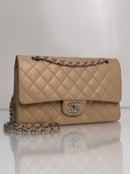 Chanel Medium Double Flap Beige Lambskin SHW