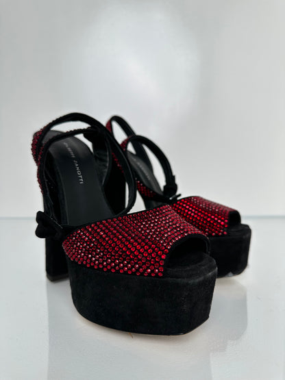 Giuseppe Zanotti Red Jeweled Heels, 37