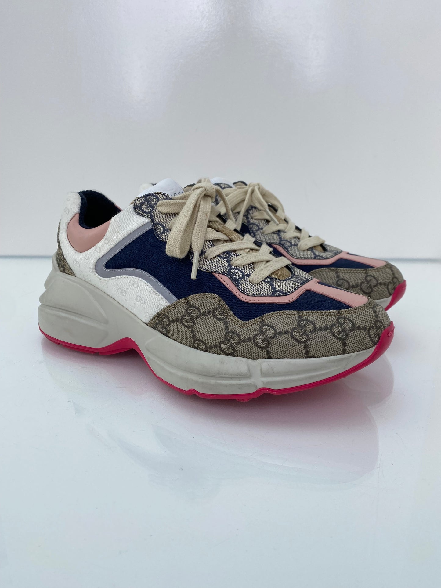 Gucci Rhyton Canvas Pink/Navy Sneaker, 40