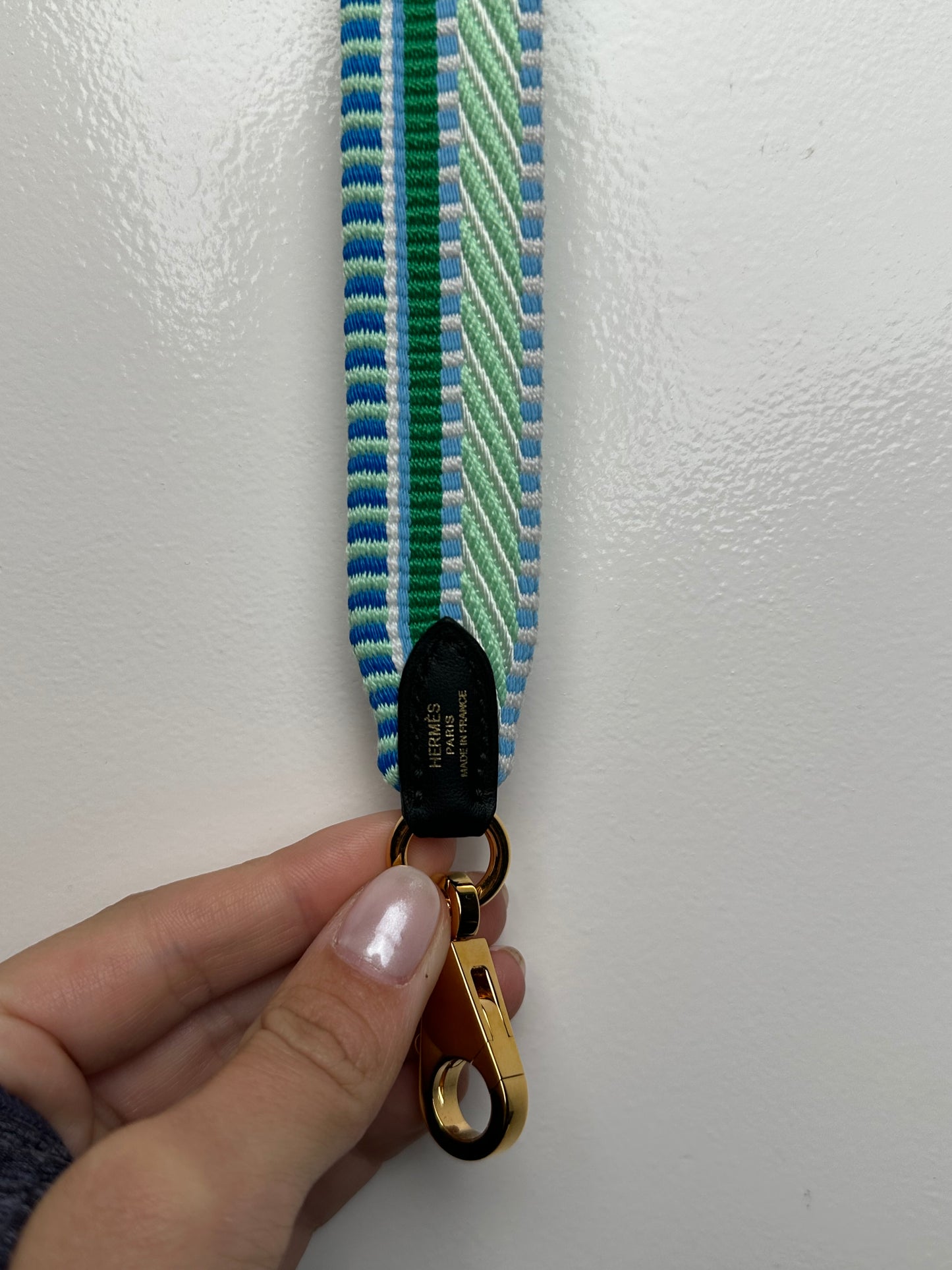Hermes Teal & White Sangle Strap GHW