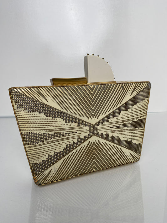 Tonya Hawkes Cream Exotic Clutch (As Is)