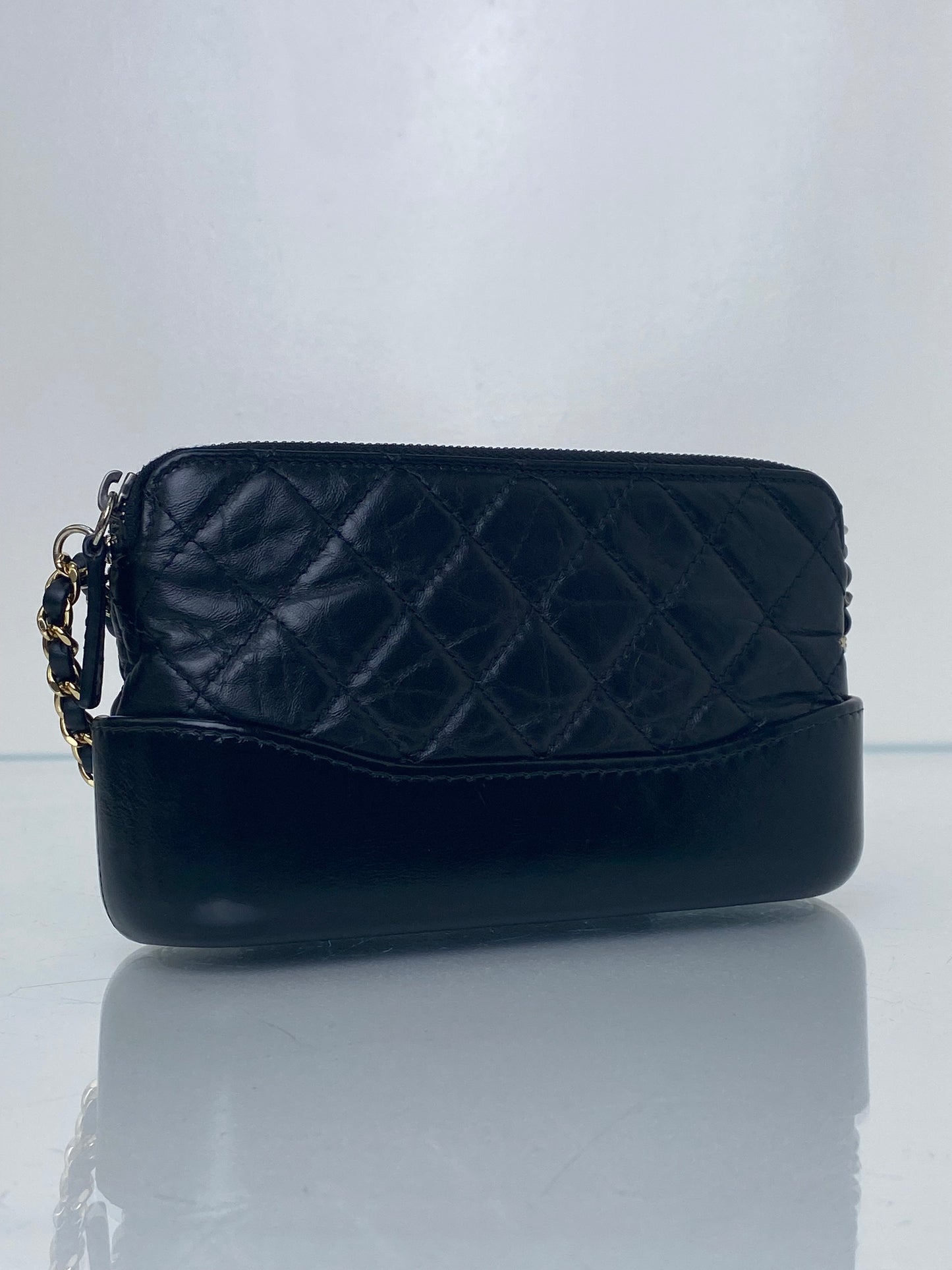 Chanel Gabrielle Black Mini Crinkled Calfskin/Smooth Leather Bag TTHW