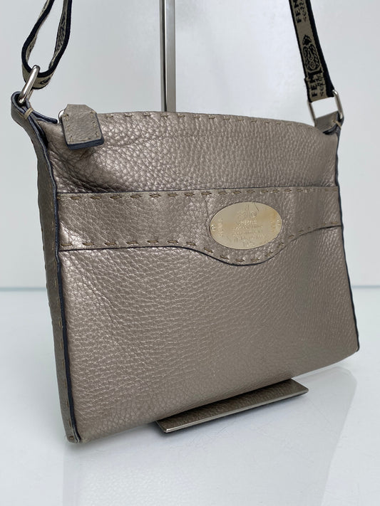 Fendi Silver Metallic Selleria Crossbody Bag SHW