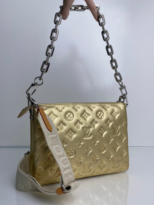 Louis Vuitton Gold Coussin Monogram Embossed Lambskin PM