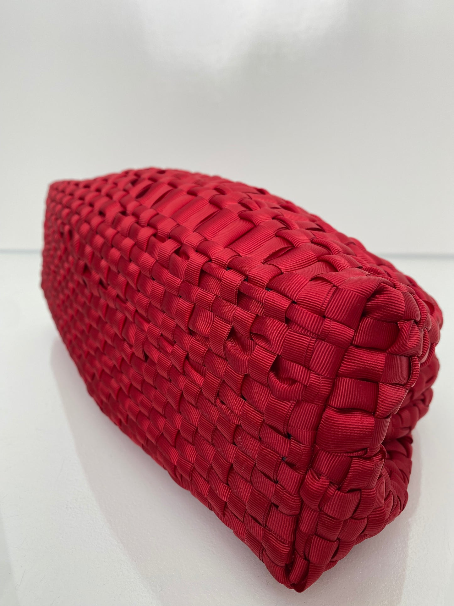 Maria La Rosa Red Woven Clutch