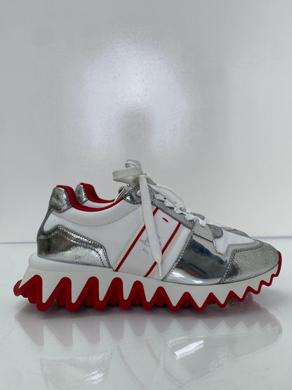 Christian Louboutin Loubishark White, Silver & Red Sneakers, 39