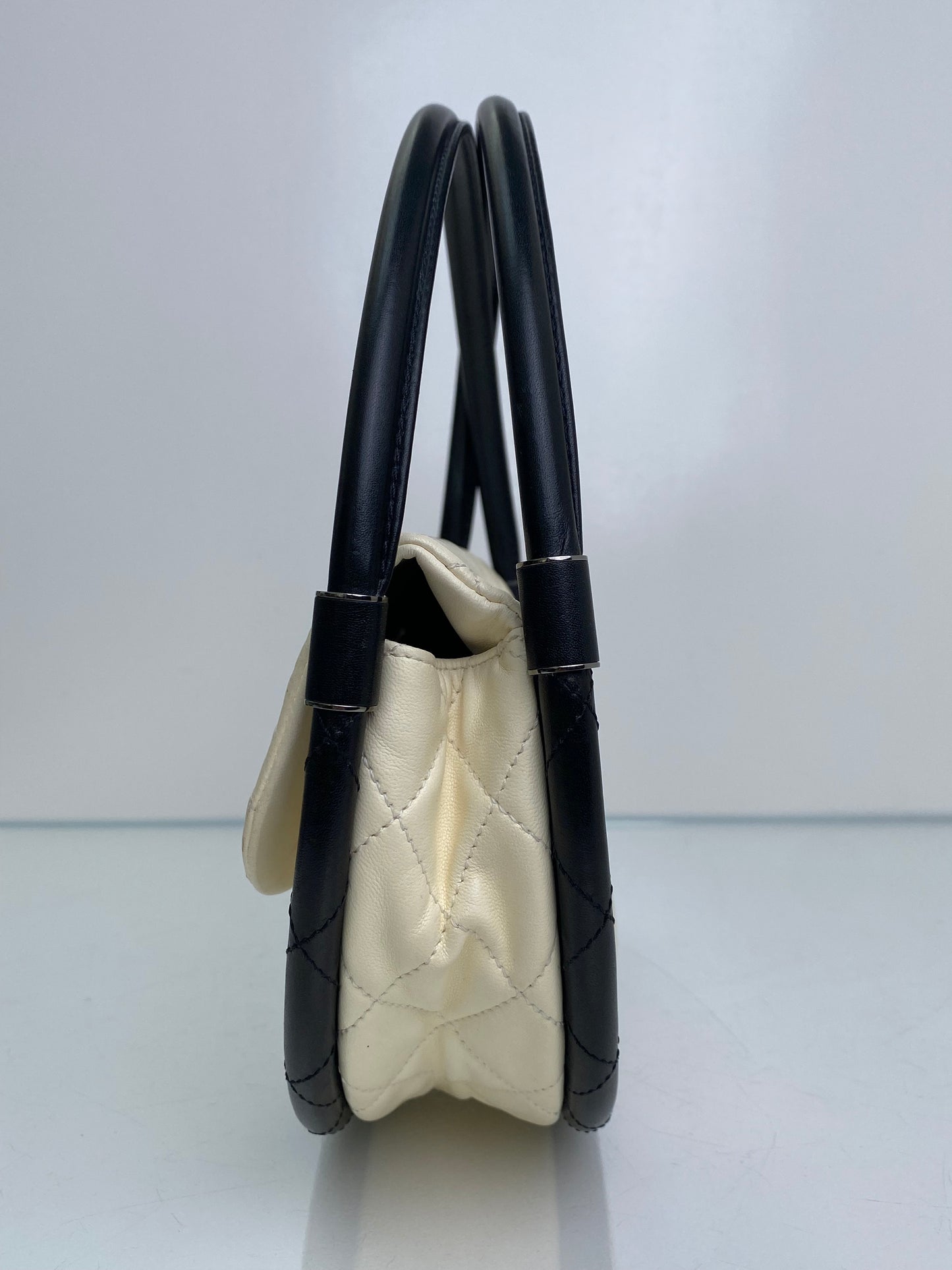 Chanel White & Black Lambskin Hula Hoop Bag SHW