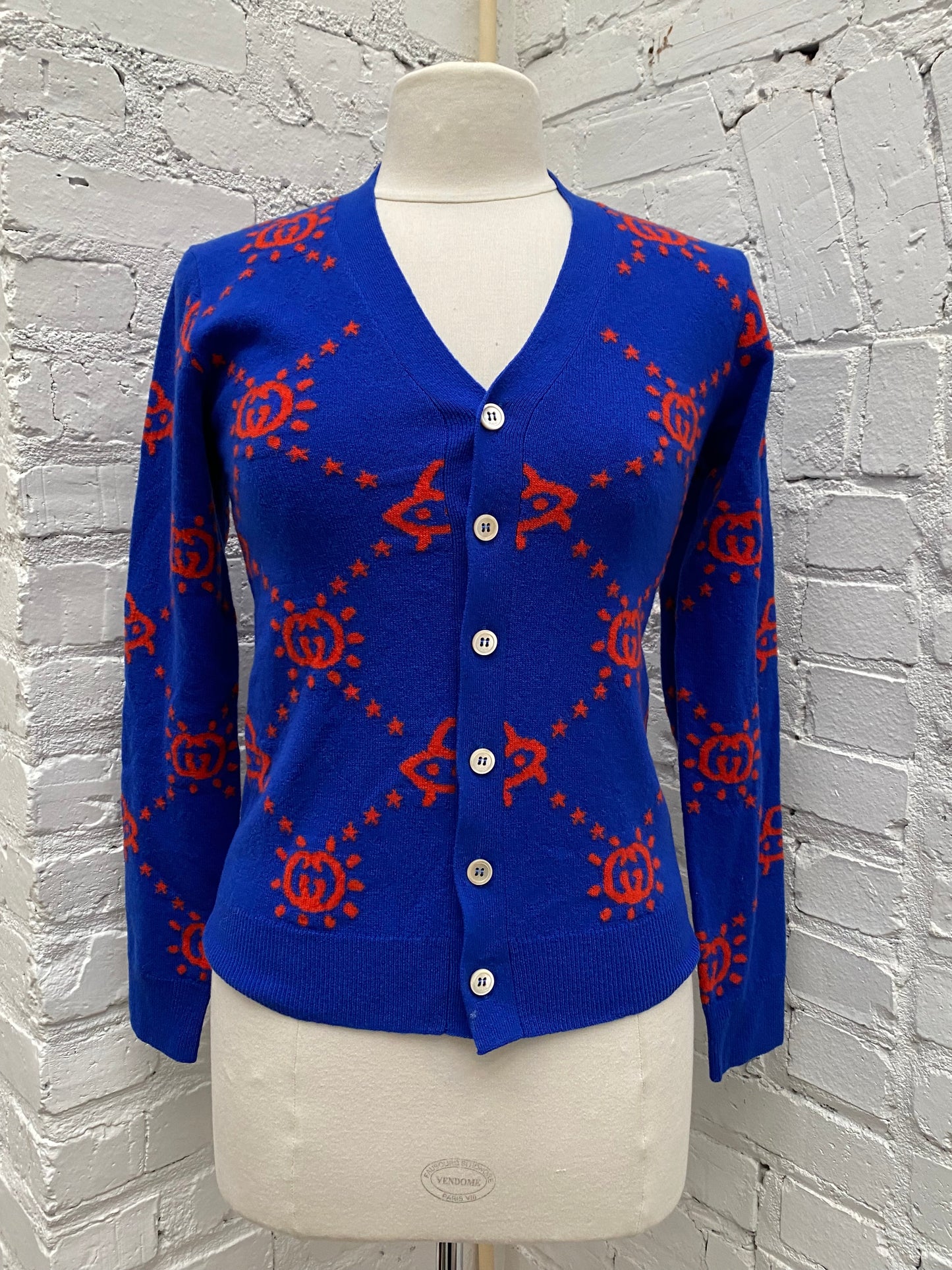 Gucci Kids Cobalt Blue GG Logo Cardigan, 12Y