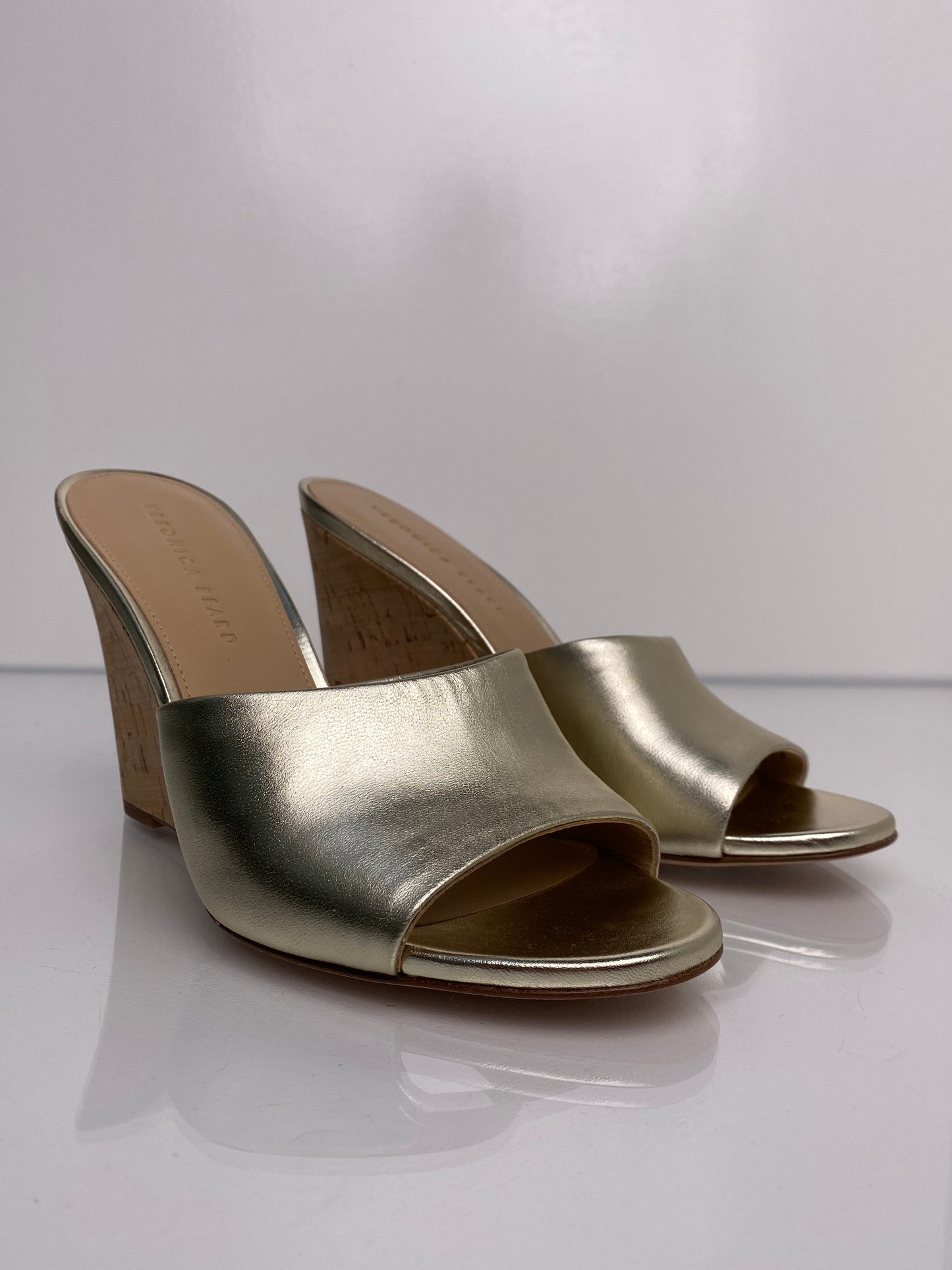 Veronica Beard Gold Cork Wedges, 10