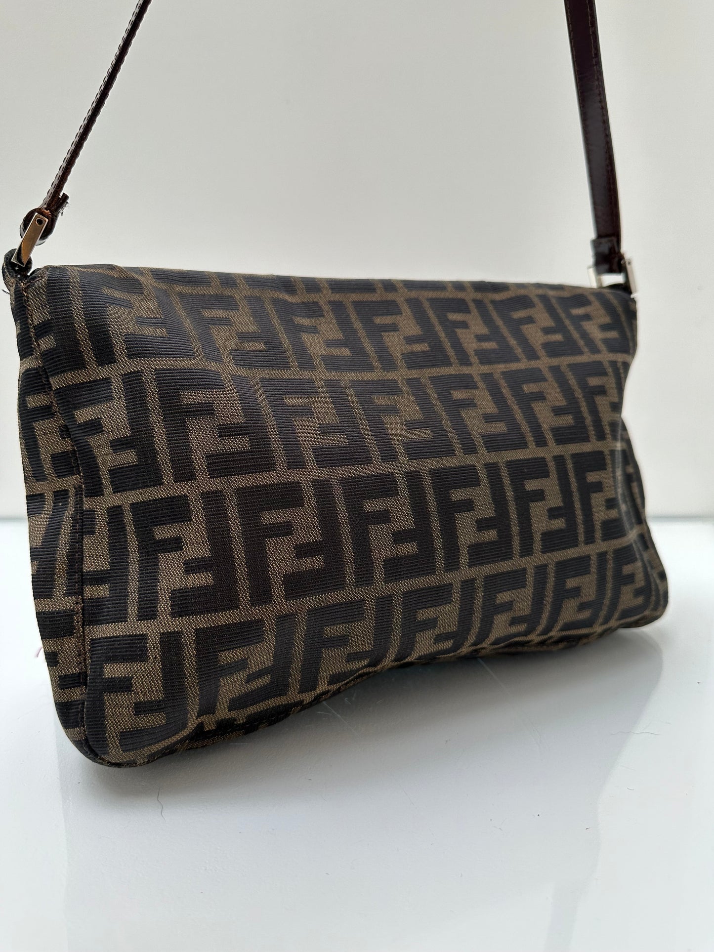 Fendi Vintage Brown Zucca Shoulder Bag