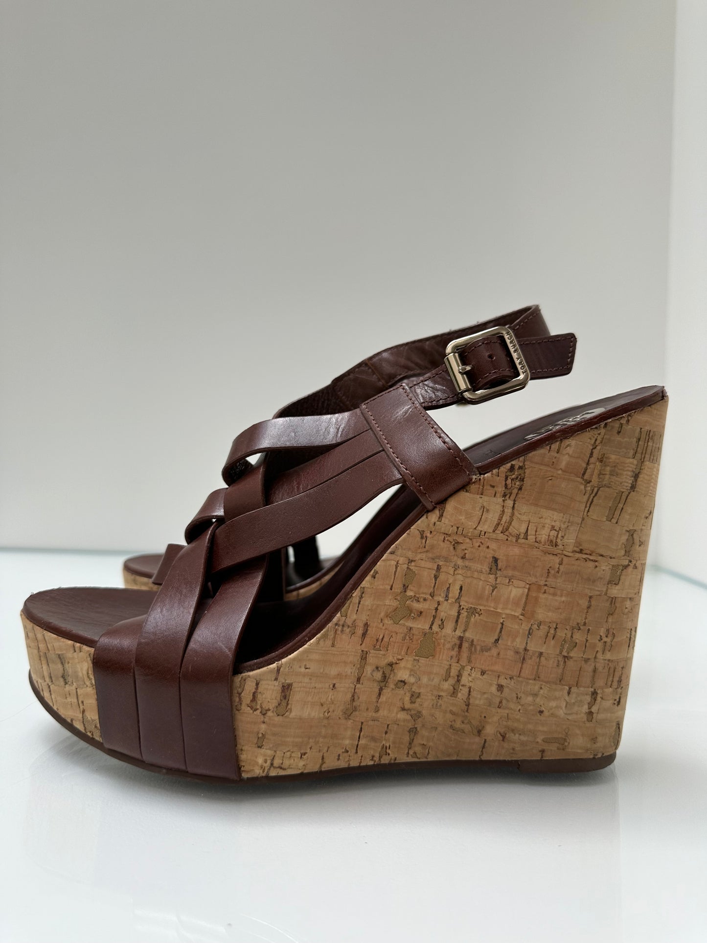 Tory Burch Brown Leather Wedges, 10.5