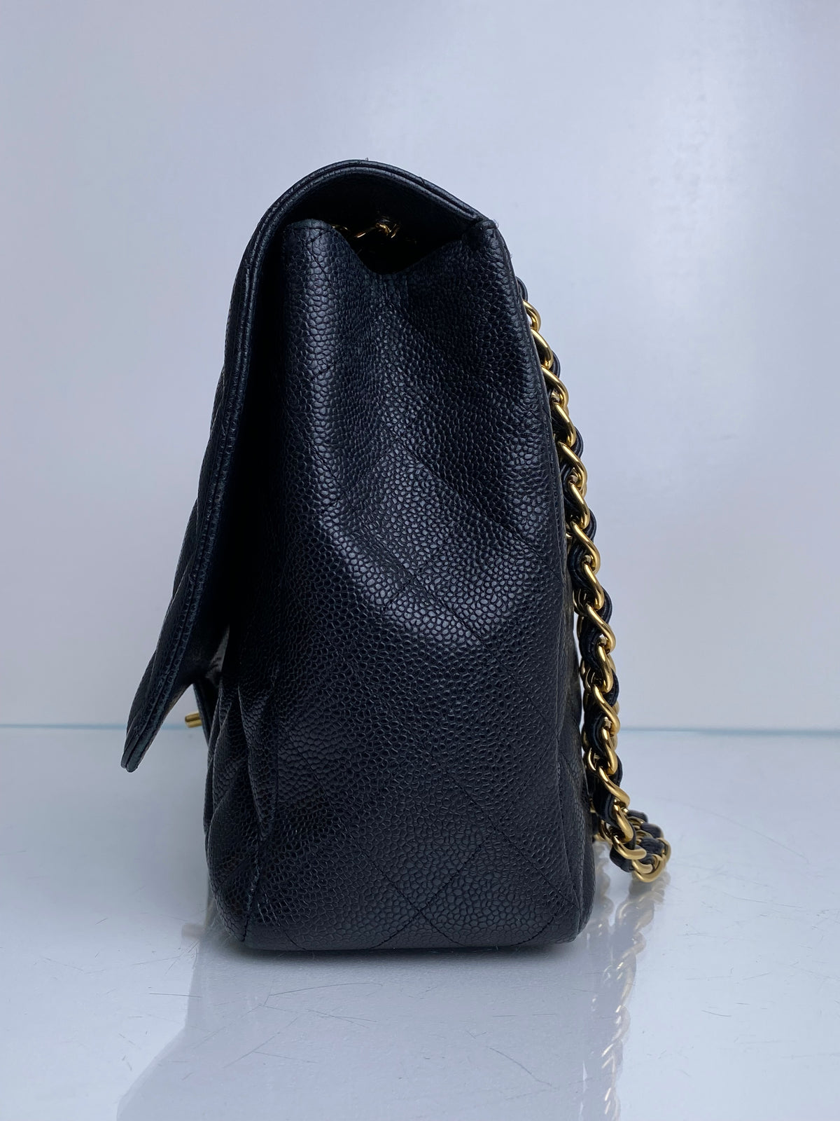 Chanel Black Caviar Maxi Single Flap Bag GHW #14