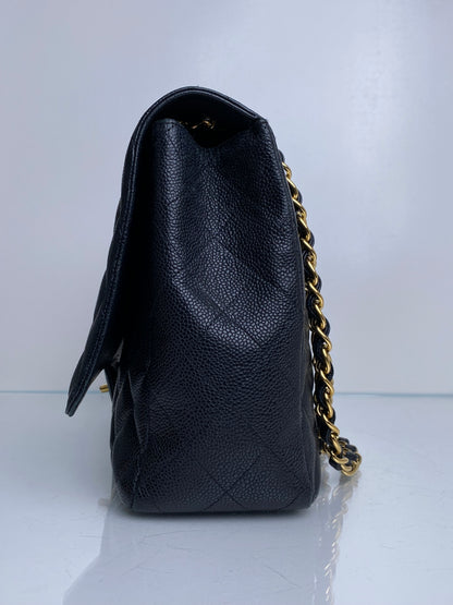 Chanel Black Caviar Maxi Single Flap Bag GHW #14