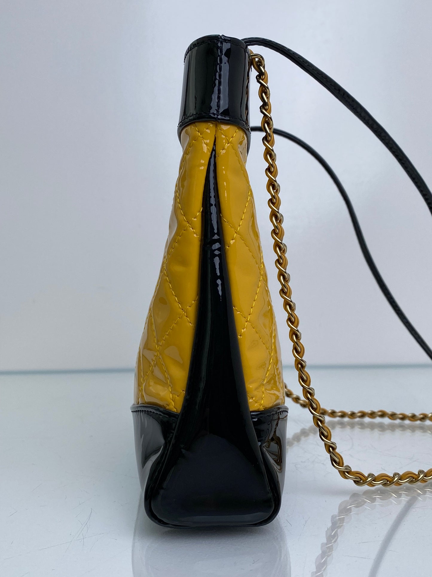 Chanel 31 Yellow & Black Small Patent Leather Bag GHWe