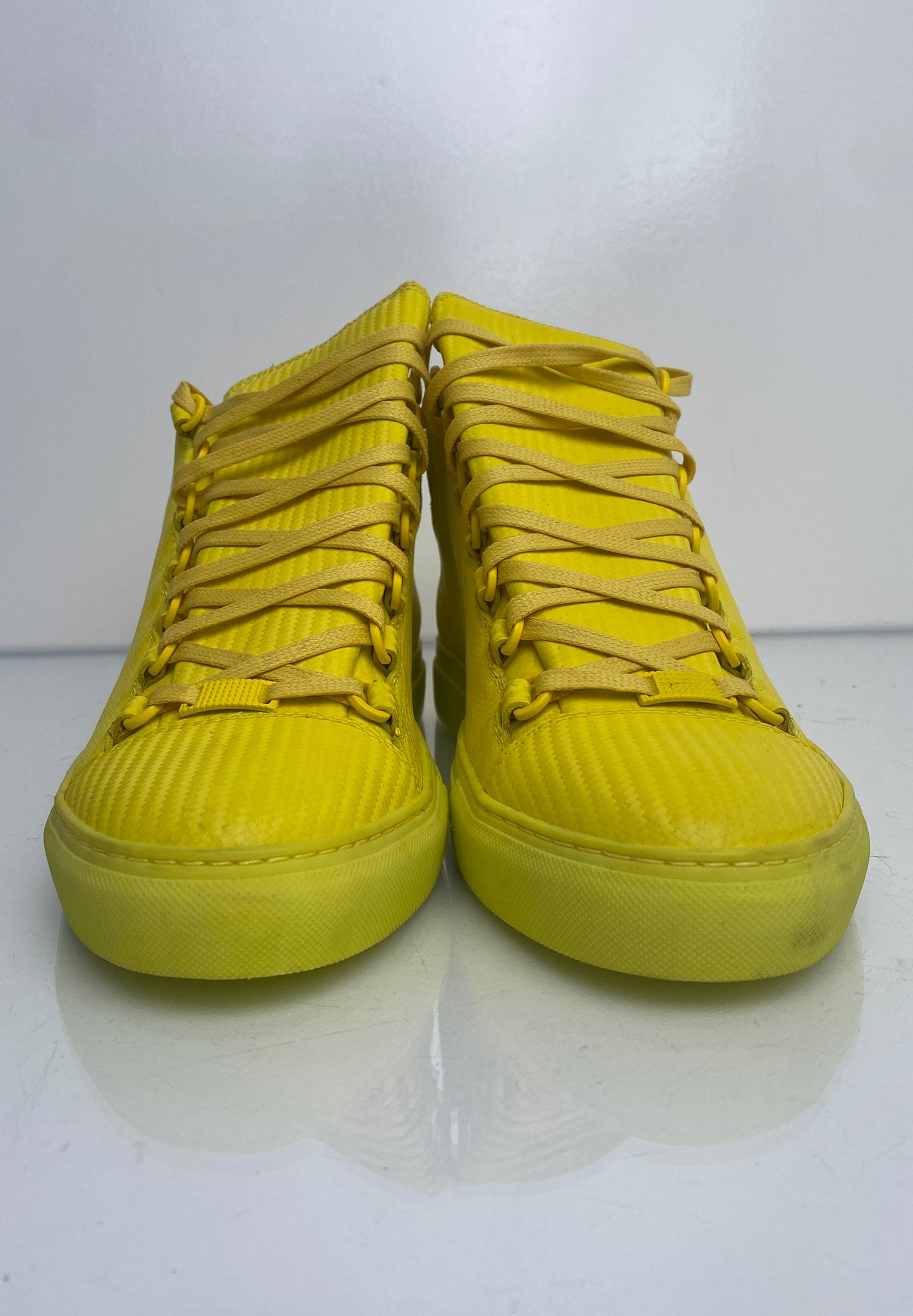 Balenciaga Yellow Arena Leather High-Top Sneakers, 42
