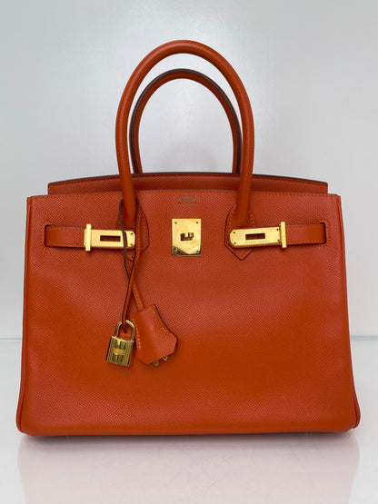 Hermes Birkin 30 Orange Poppy Epsom GHW #R