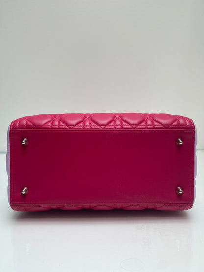Christian Dior Pink & Black Medium Lady Dior Bag SHW