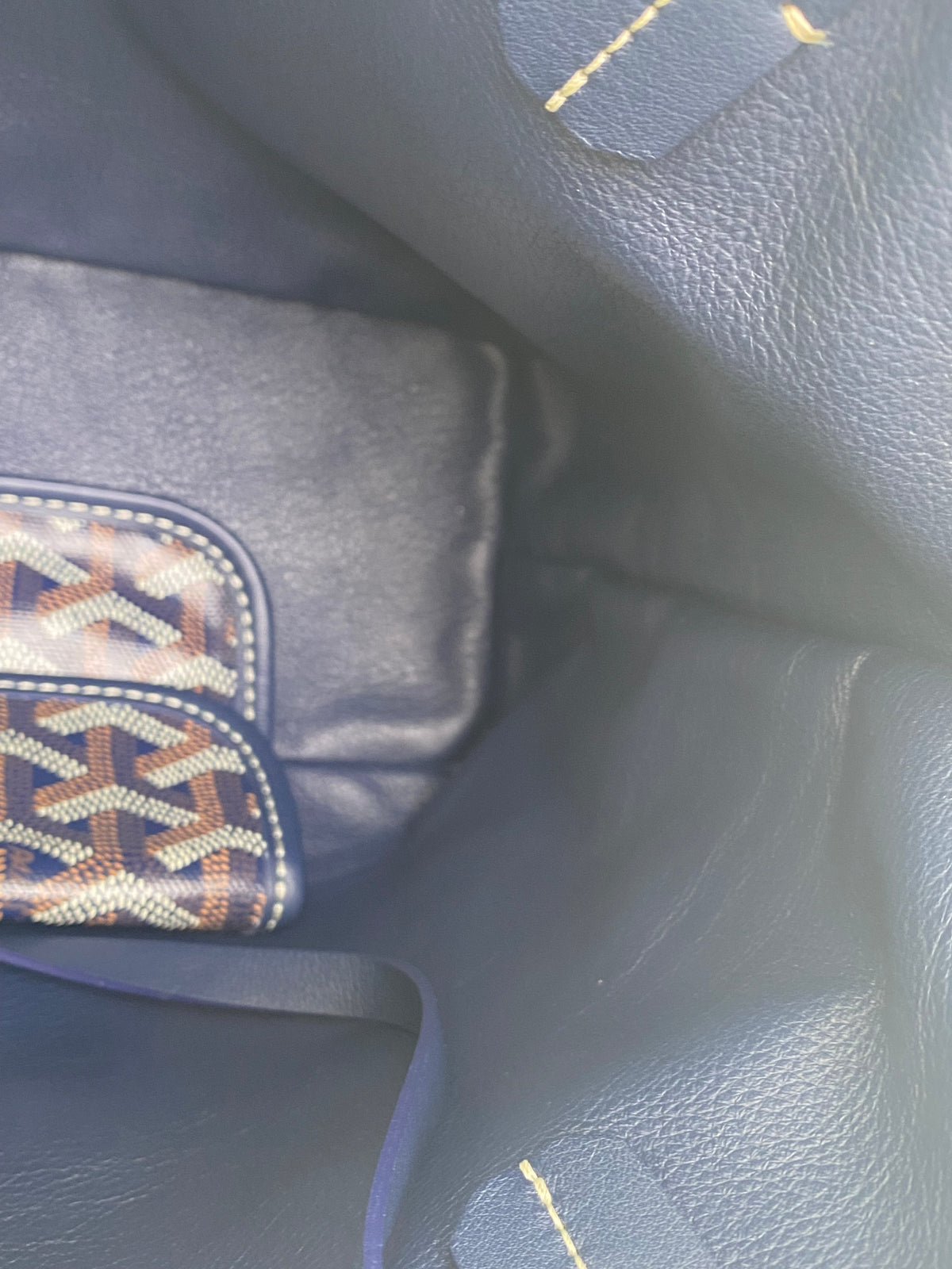 Goyard Navy Goyardine Reversible Anjou Mini Bag