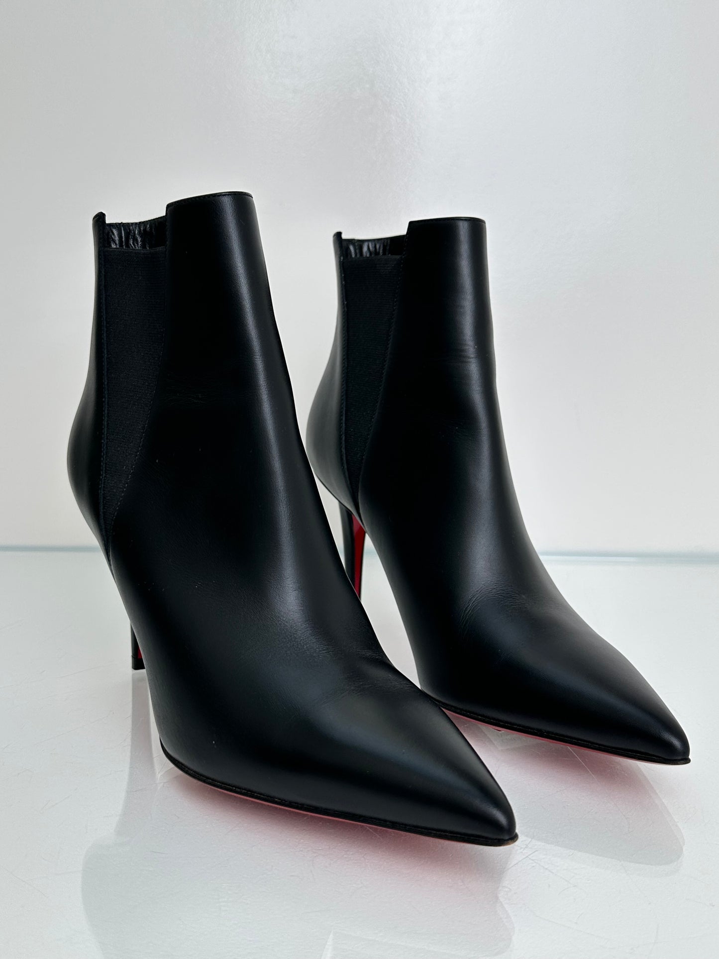 Christian Louboutin Black Pointed Toe Booties, 38