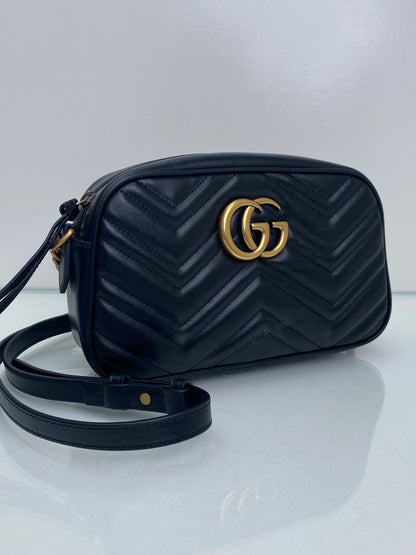 Gucci Marmont Black Large Camera Bag GHW