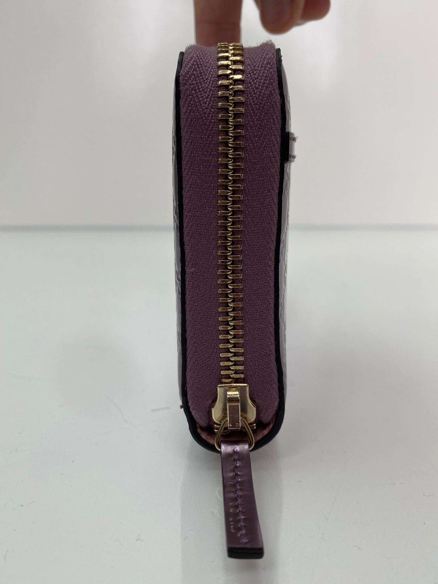 Gucci Purple Metallic Zip Wallet GHW