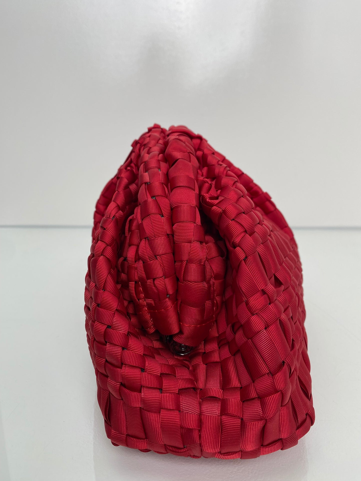 Maria La Rosa Red Woven Clutch