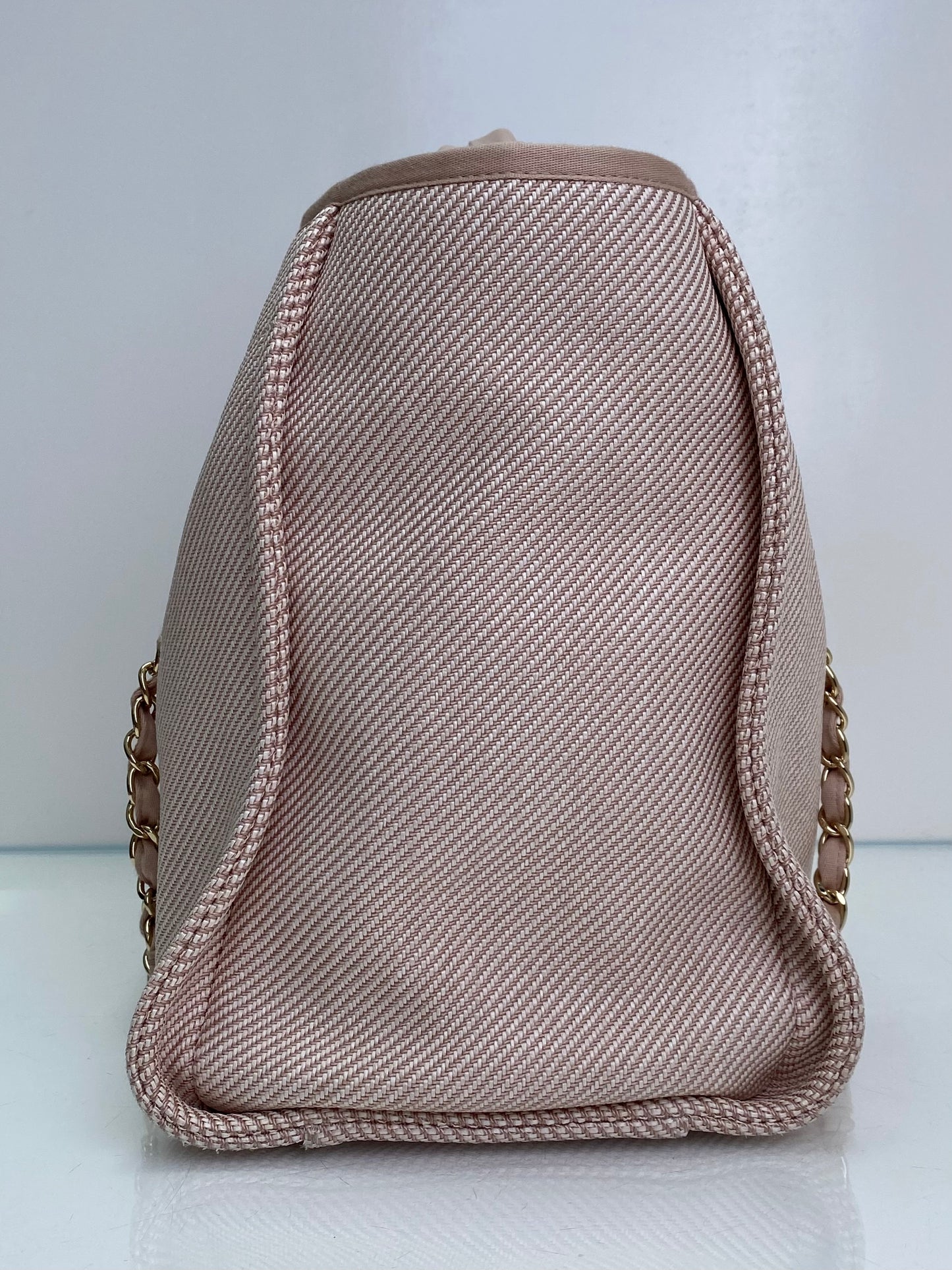 Chanel Light Pink Mixed Fibers Deauville Tote Bag GHW