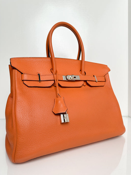 Hermes Birkin 35 Orange Clemence #M PHW