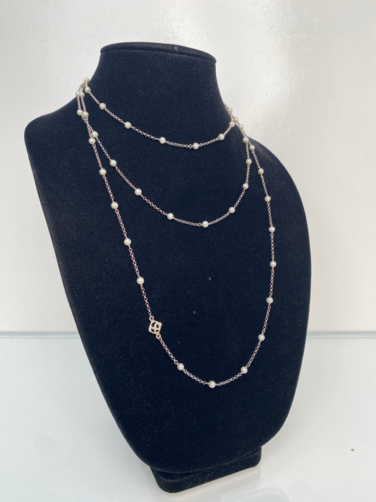 David Yurman Silver & Pearl Long Necklace