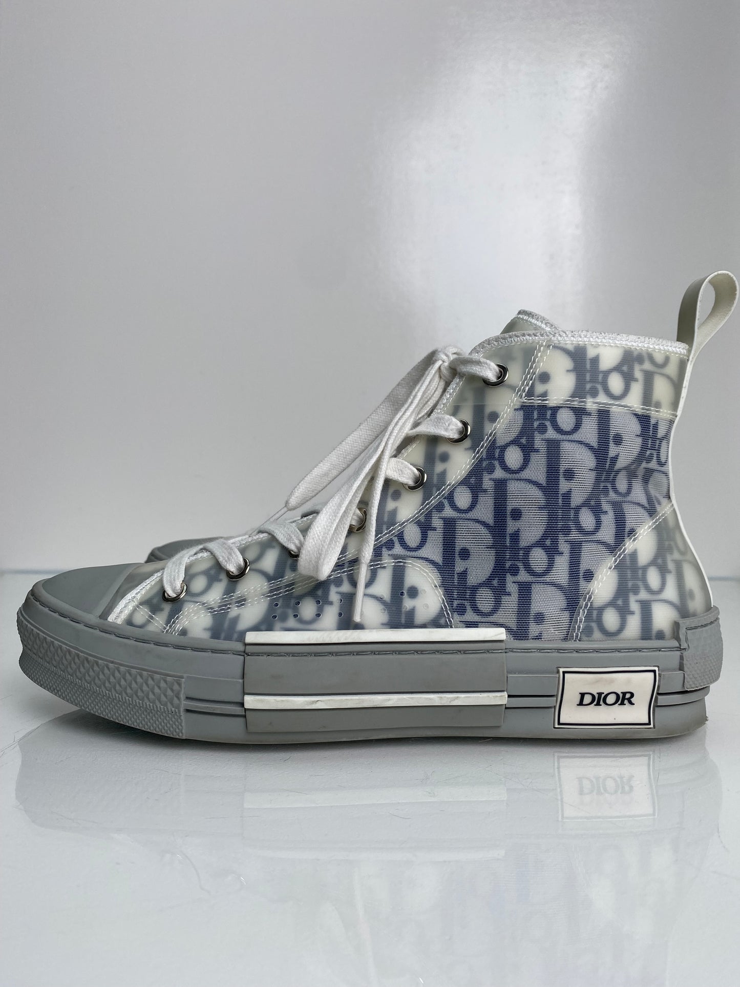 Dior Grey & White Oblique High Top Sneakers, 40