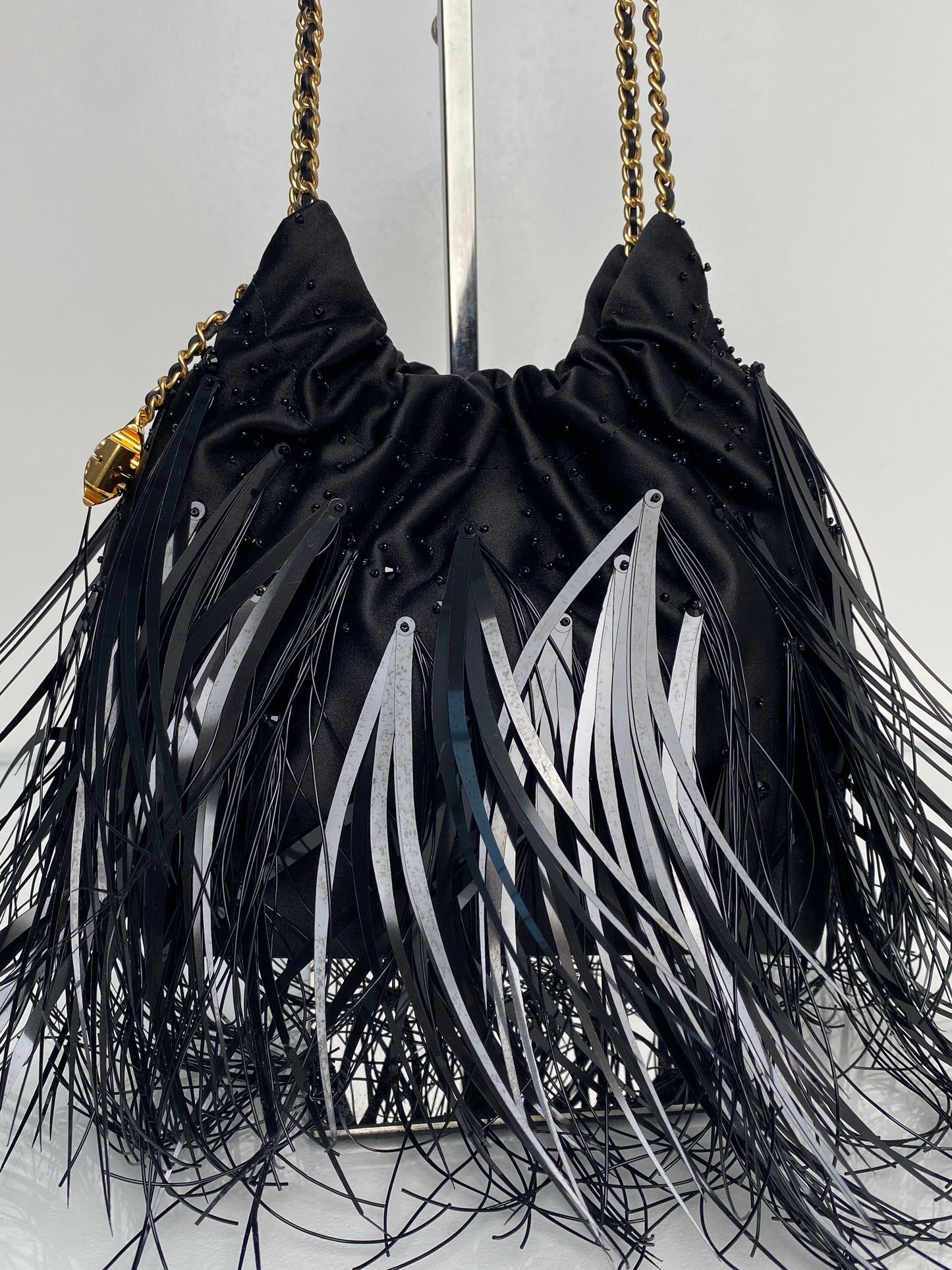 Tory Burch Fleming Feather Mini Hobo Bag