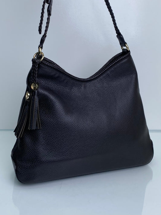 Gucci Chocolate Brown Marrakech Leather Shoulder Bag GHW